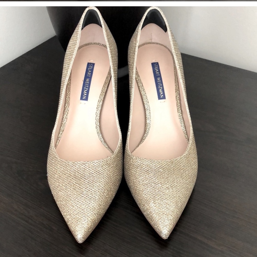 Gold sparkle Stuart Weitzman 3” heels